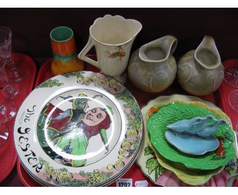 Shelley Drizzle Vase, Doulton Dickens character plates, Carlton dish etc:- One Tray