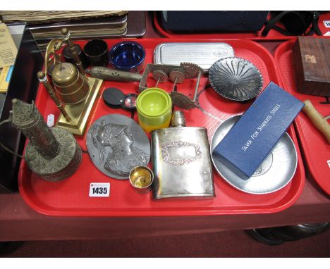 Lancelott Hip Flask, Rolls razor, Kleeware egg cups, eye glass etc:- One Tray