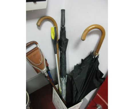 Swain Brigg 'Shotover' Shooting Stick, Aulos Recorder, umbrellas. 