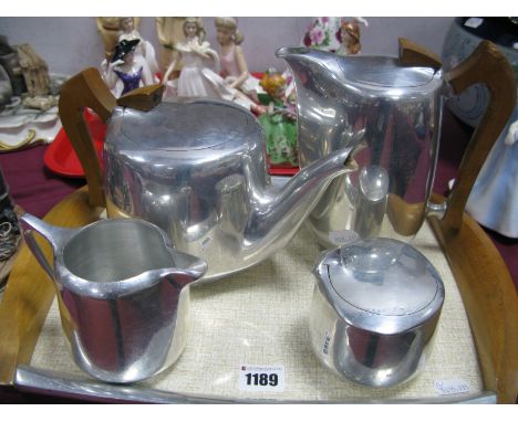 A Vintage Picquot Ware Four Piece Tea Set; together with matching tray. (5)