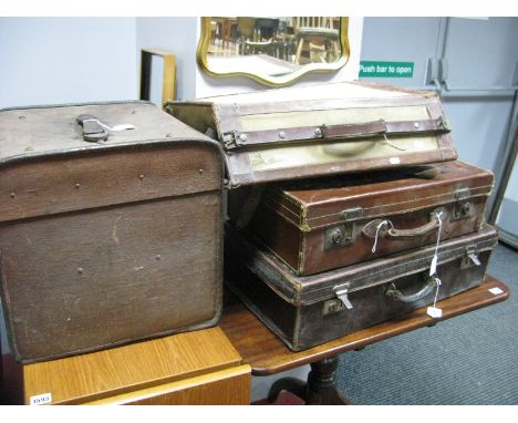 Vintage Brown Suitcases; together with a holdall and a case.
