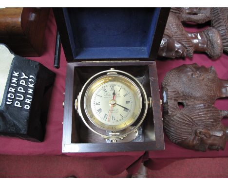 A Reproduction Brass Ship's Chronometer, with quartz movement, the dial inscribed 'John Poole', housed within a brass bound m