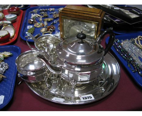 A Yeoman Plate Tea Service on Tray, oak cased Elliott mantle clock for Burrell of Sheffield.