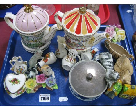 Sadler Teapots, Jasperware pot, ceramic animals, crested ware, etc:- One Tray