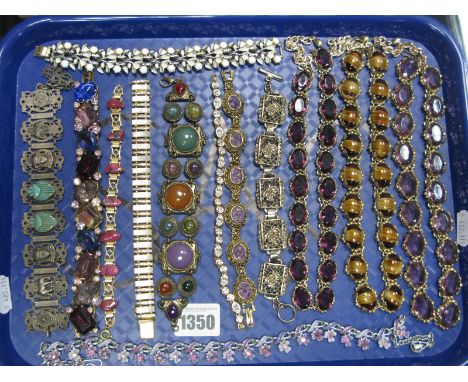 Assorted Vintage and Later Costume Bracelets and Necklaces:- One Tray