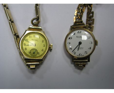 Rotary; A 9ct Gold Cased Ladies Wristwatch, the singed dial with Arabic numerals and seconds subsidiary dial, on an expanding