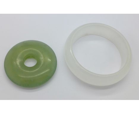 A pendant and a jade bangle