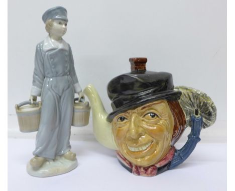 A Lladro figure and a character teapot