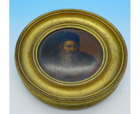 A miniature circular portrait of a Russian gentleman, oil on board