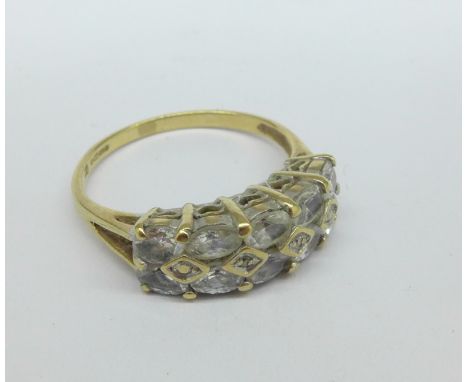 A 9ct gold and white stone ring, 2.9g, O