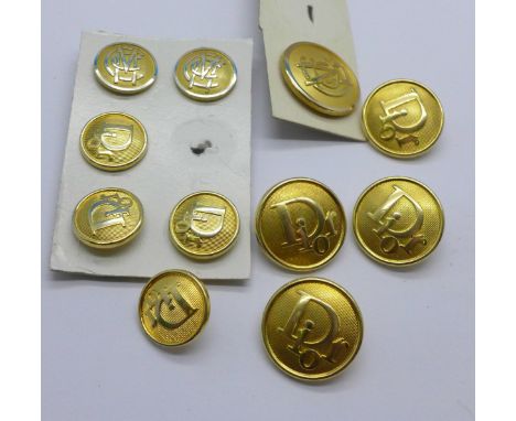 Ten Christian Dior buttons, (6 + 4), and one other button