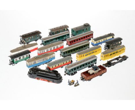 Großes Konv. Spur-H0-Wagen und 1 Lok, darunter Fleischmann und Märklin, Z 3-4