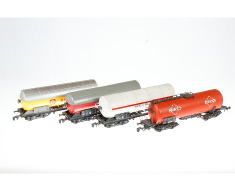 3 Lima und 1 Rivarossi Kesselwagen, S 0, Kunststoff, L 31-32,5, Z 2-3