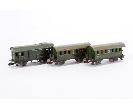 3 Märklin Wagen, S H0, Blech, grün, LS, Z 3