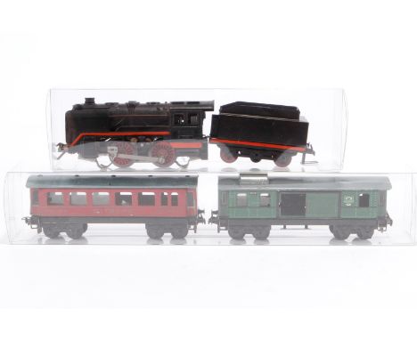Trix Express B-Schlepptenderlok ”20 052”, S H0, schwarz, dazu 2 Wagen, LS, Z 3