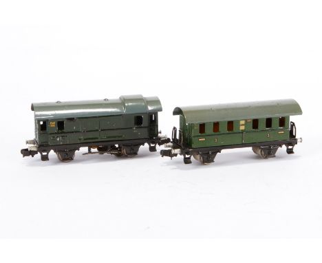 2 Märklin Wagen, S H0, Blech, grün, LS, Z 3