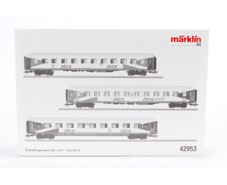 Märklin Schnellzugwagen-Set ”Alex” 42953, S H0, komplett, Alterungs- und Gebrauchsspuren, im leicht besch. OK, Z 2-3