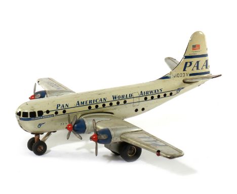 Gama Blechflugzeug Pan American Strato Clipper, 4-motorig, Blech, CL, Friktion, mit Batteriebeleuchtung, Alterungs- und Gebra