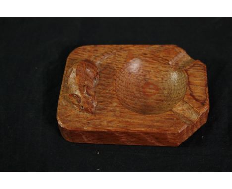 A Robert Thompson of Kilburn "Mouseman" oak ashtray carved with signature mouse. L.10 W.7.5cm. 