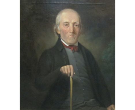 ENGLISH SCHOOL CIRCA 1810. Portrait of a Gentleman, seated holding a walking stick; and Portrait of a Lady, half-length, hold