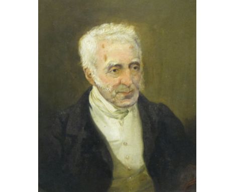 ENGLISH SCHOOL, 19TH CENTURY. Portrait of Wellington, small half-length, wearing a coat and waistcoat, bears inscription vers