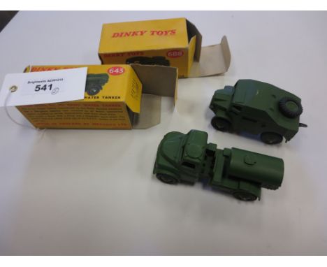 A boxed Dinky Toys No. 643 Army Water Tanker and a boxed No. 688 Field Artillery Tractor