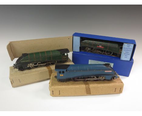 A Hornby Dublo 3-rail A4 'Kingfisher' Locomotive (no tender) in LNER blue livery in brown card box, a 2-rail 'Golden Fleece' 