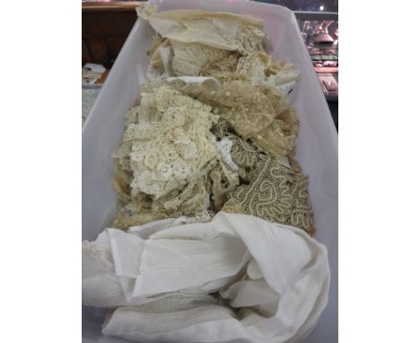 A family collection of mainly antique Lace including some tape lace, collars, etc, a blouse and sleeves