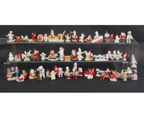 Fifty vintage ceramic Christmas cake decorations, largest, 9cm,  (50)