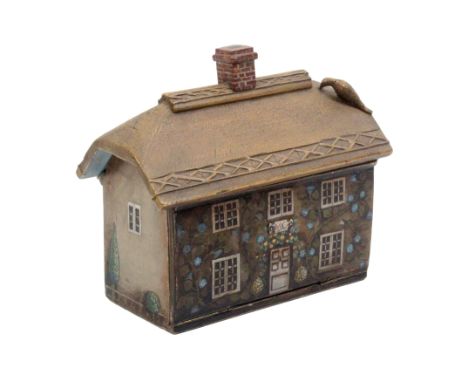 A unique late 20th Century cottage form sewing box by the artist Raymond John Coutu, a gift for his sister Miss Margaret (Peg