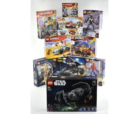 A large quantity of modern Lego including ; nine Ninjago sets, Three Star Wars sets, 75347 'Tie Bomber', 75325 'The Mandalori