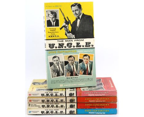 The Man from U.N.C.L.E. Foto Fantastiks Photo Coloring Sets. Eberhard Faber Toy & Game Co., 1965. Five coloring sets in origi