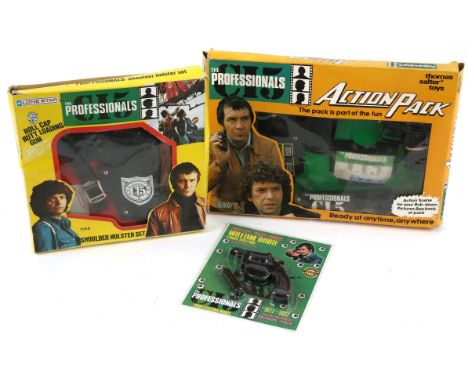 The Professionals, 'Action Pack', Thomas Salter toys No 2213, a 'Shoulder Holster set' by Lone Star toys No 1186 and a 'Willi