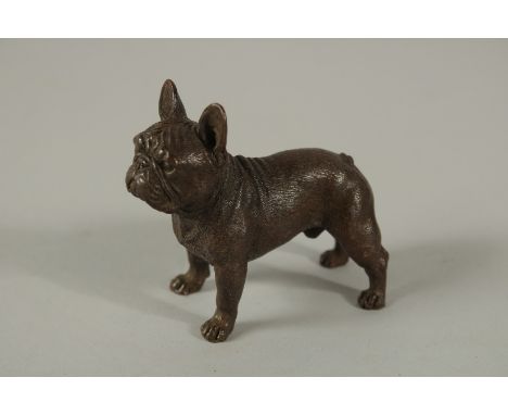 A BRONZE BULLDOG. 6cms long.