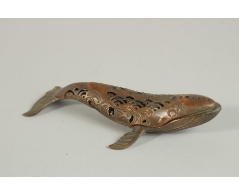 A CHINESE BRONZE FISH CENSER. 16cm long.