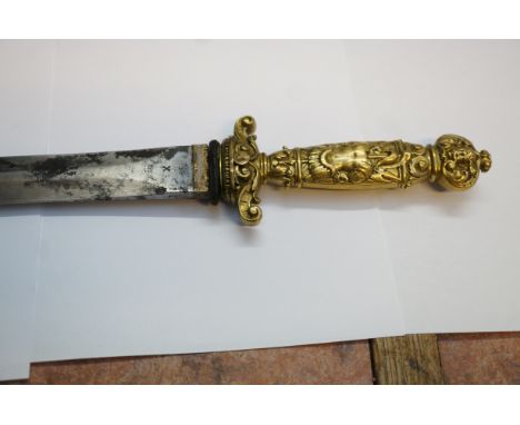 Rare Victorian brass handled dagger, stamped VR & other numbers Length 44 cm 