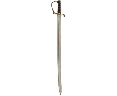 A SCARCE HOSPITAL ORDERLIES SWORD, 68.5cm slightly curved fullered blade struck with an arrow at the forte, regulation grass 
