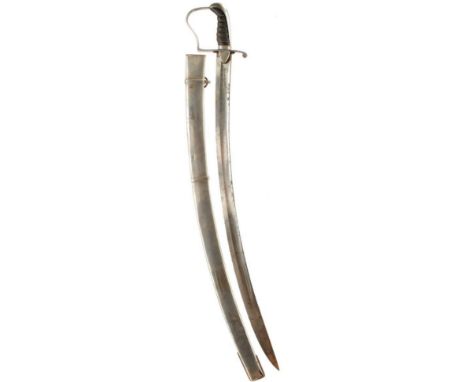 A 1796 PATTERN LIGHT CAVALRY OFFICER'S SABRE, 74.5cm curved blade etched with scrolling foliage, stands of arms, crowned GR c