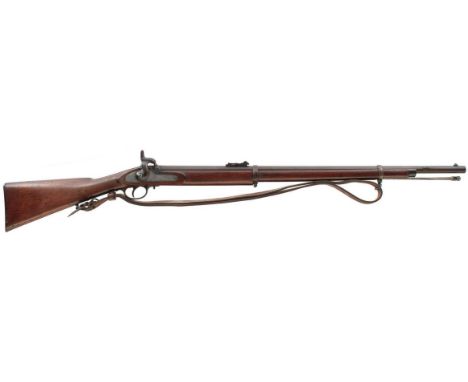 A .577 CALIBRE ENFIELD PERCUSSION PATTERN 1856 SHORT SERVICE RIFLE, 33inch sighted barrel with POST 1858 five groove rifling,