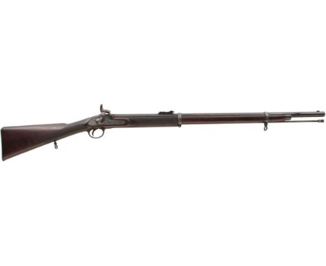 A .577 CALIBRE ENFIELD PERCUSSION VOLUNTEER PATTERN 1856 SHORT RIFLE, 33inch sighted barrel with five groove rifling, ramp an