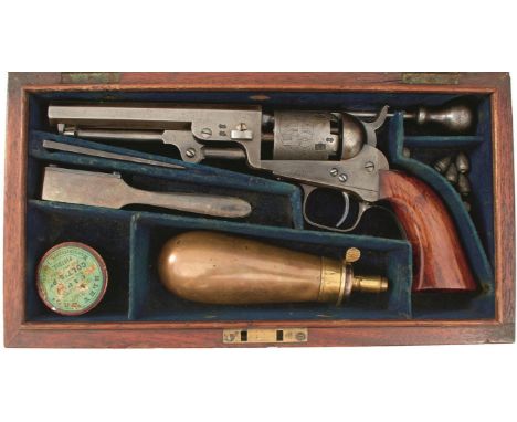 A CASED .31 CALIBRE FIVE-SHOT PERCUSSION LONDON COLT MODEL 1849 POCKET REVOLVER, 5inch sighted octagonal barrel stamped with 