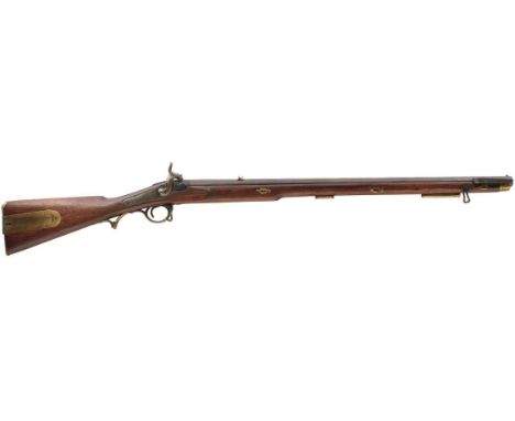 A .700 CALIBRE PERCUSSION INDIAN ARSENAL BRUNSWICK RIFLE, 30.25inch sighted barrel fitted with rear leaf sights, border engra