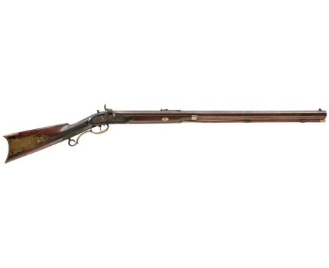 AN AMERICAN .45 CALIBRE PERCUSSION PLAINS RIFLE WITH RICHARD ASHMORE &amp; SON LOCK, 31.5inch sighted octagonal barrel with t