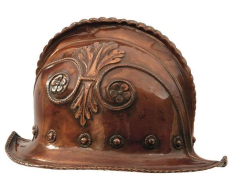 A 19TH CENTURY ELECTROTYPE COPY OF A 16TH CENTURY MILANESE MORION, of characteristic copper form with roped comb and brim, fo