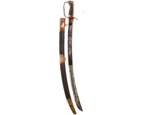 AN 1803 PATTERN LIGHT COMPANY OFFICER'S SWORD, 71.5cm curved blade decorated with floral sprays, crowned GR cypher and the Ro