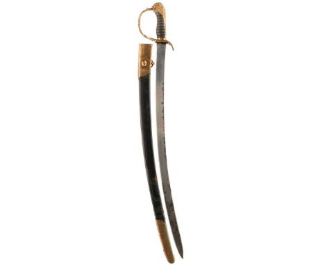 AN 1803 PATTERN LIGHT COMPANY OFFICER'S SWORD, 73.5cm curved blade etched with a small panel GILL'S WARRANTED, regulation pie