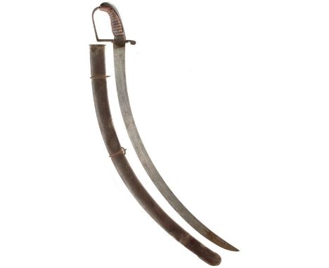 A GEORGIAN LIGHT COMPANY OR DRAGOON OFFICER'S SABRE, 69.5cm sharply curved blade etched with stands of arms, Royal arms and t