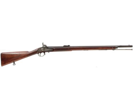 A .577 CALIBRE ENFIELD PERCUSSION VOLUNTEER PATTERN 1856 SHORT RIFLE, 32inch sighted barrel with three groove rifling, ramp a