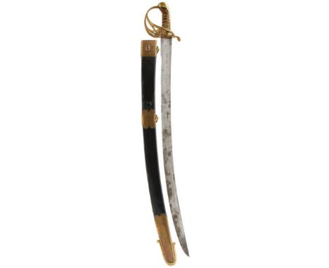 AN 1822 PATTERN INFANTRY OFFICER'S SWORD, 77.5cm curved 18th Century sabre blade, struck with a mark to either side and incis