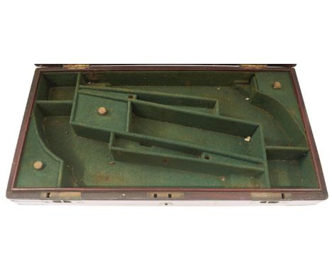 A LONDON TRADE CASE FOR A PAIR OF COLT NAVY REVOLVERS, the mahogany body with sliding catches, the lid with brass bound corne